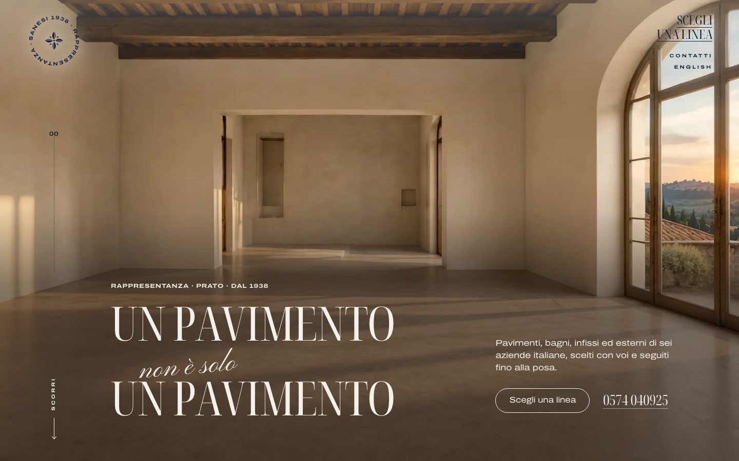 The Sanesi 1938 home page, with the Tuscan room and the opening headline